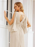 Numbersea Bridesmaid Dresses with Split for Wedding Party Flutter Sleeves 28045 by numbersea