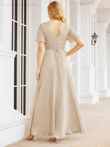 Numbersea Formal Prom Gowns for Mother of The Bride Short Sleeves Bridesmaid Dress 28049
