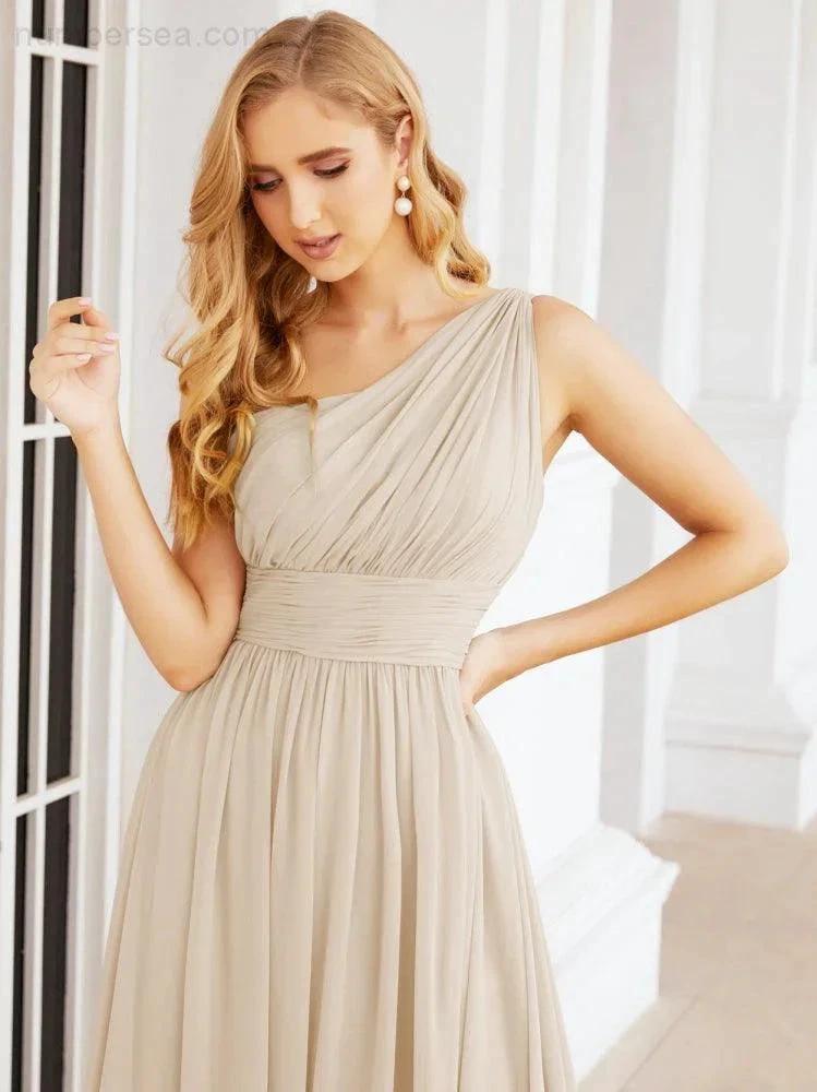 Numbersea One Shoulder Bridesmaid Dresses Long Maxi Formal Evening Party Prom Gowns 28061 by numbersea