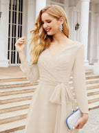 Bridesmaid Dress V-Back Waist Belt Mother of the Bride Wedding Guest SY28031 by numbersea