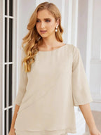 Sunnderly Elegant 2 Piece Mother of The Bride Dress Plus Size Pant Suits Ruffle Layers Sliver Housecoat SY28064 by numbersea