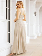 Numbersea Abiti da damigella incrociati con collo all'americana per festa, matrimonio, sera, ballo di fine anno, abiti lunghi da ballo 28053