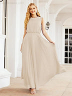 Numbersea Sleeveless Long Bridesmaid Dress A line Formal Evening Prom Gown 28025