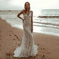 Sexy Lace V Neck Beach Mermaid Wedding Dresses 2023 Spaghetti Straps Sleeveless Bridal Dresses Backless Vestidos De Novia by payinti
