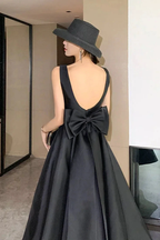 Elegant Black Prom Birthday Ball Gown Backless Big Bow-tie Evening Guest Long Party Summer Dresses Y5790 by simplepromdress