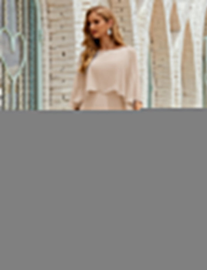 Sunnderly Bridesmaid Dress Women Long Sleeve V-Neck Chiffon Formal Wedding Party Dress SY28018 by numbersea