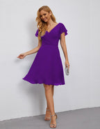 Numbersea U Back Homecoming Dress Formal Prom Dress Knee Length Short Sleeves Cocktail Party Dress 28077 by numbersea