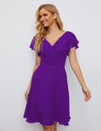 Numbersea U Back Homecoming Dress Formal Prom Dress Knee Length Short Sleeves Cocktail Party Dress 28077 by numbersea