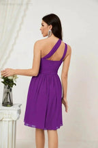 Numbersea Women Chiffon Short One Shoulder Bridesmaid Dress Formal Dresses for Party Homecoming 2804 by numbersea