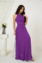 Numbersea Formal Party Gown Dress Chiffon Halter Long Sleeveless Bridesmaid Dresses 2802 by numbersea