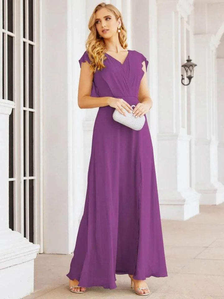 Sunnderly Bridesmaid Dresses Cape Formal Prom Dress Open Back Gowns for Mother of The Bride SY28058 by numbersea