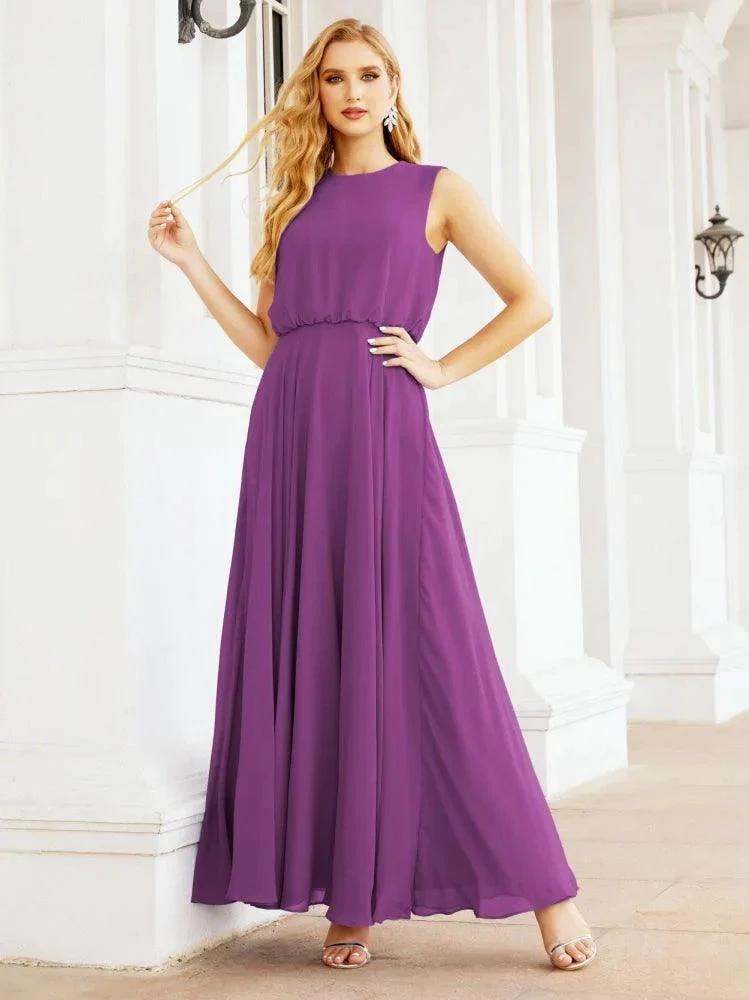 Numbersea Sleeveless Long Bridesmaid Dress A line Formal Evening Prom Gown 28025