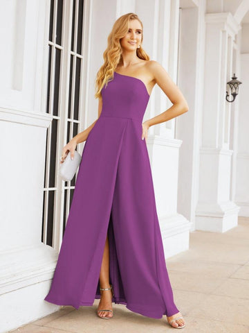 Numbersea Women's One Shoulder Formal Prom Gowns for Mother of The Bride Side Slit Bridesmaid Dresses 28052