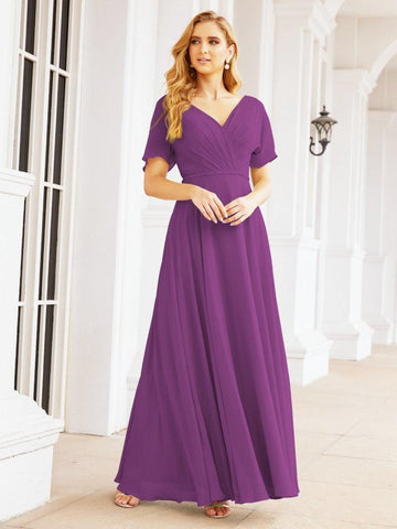 Numbersea Formal Prom Gowns for Mother of The Bride Short Sleeves Bridesmaid Dress 28049