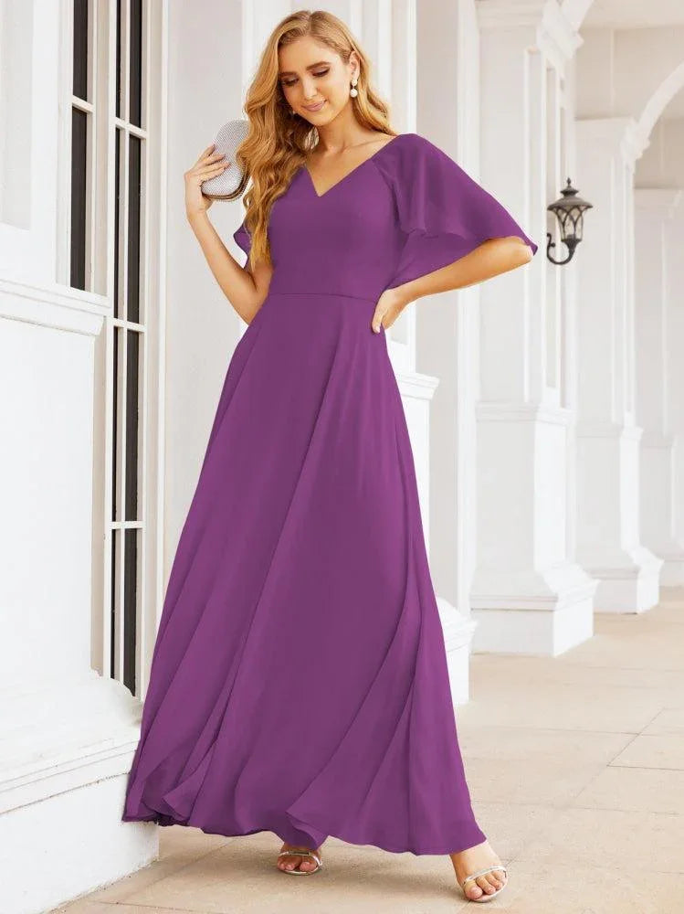 Numbersea Bridesmaid Dresses for Wedding Formal Evening Party Prom Gown with Cape 28050