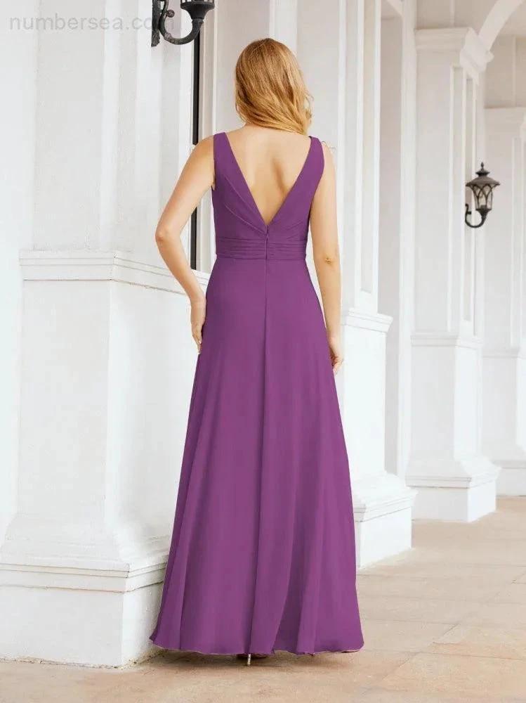 Numbersea Bridesmaid Dresses for Wedding Ruffles Long Formal Prom Gowns 28039 by numbersea