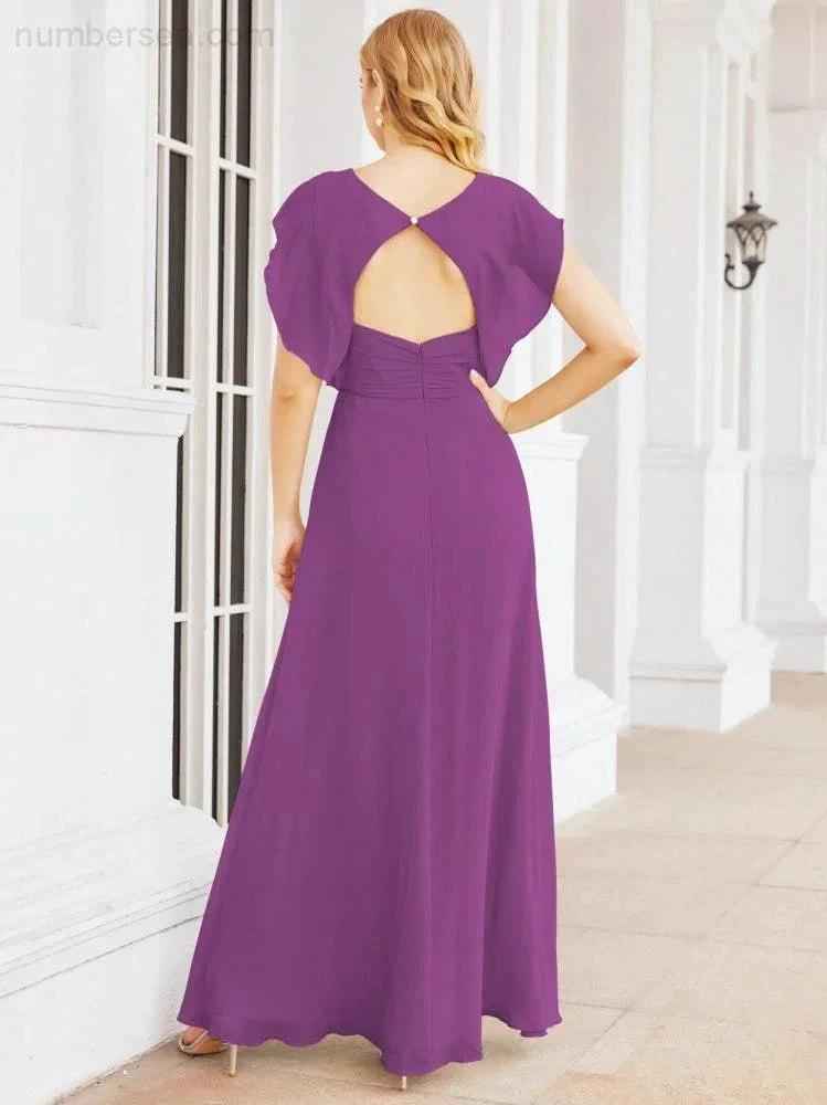 Sunnderly Bridesmaid Dresses Cape Formal Prom Dress Open Back Gowns for Mother of The Bride SY28058 by numbersea