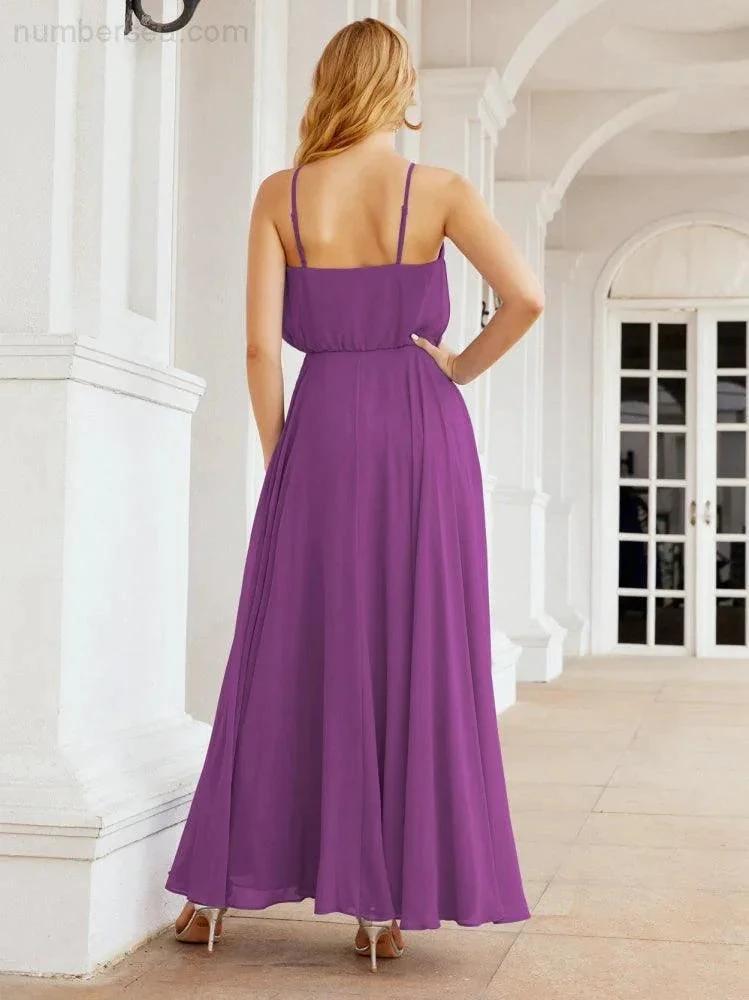 Numbersea Halter Long Bridesmaid Dresses Formal A line Juniors Dress 28029 by numbersea