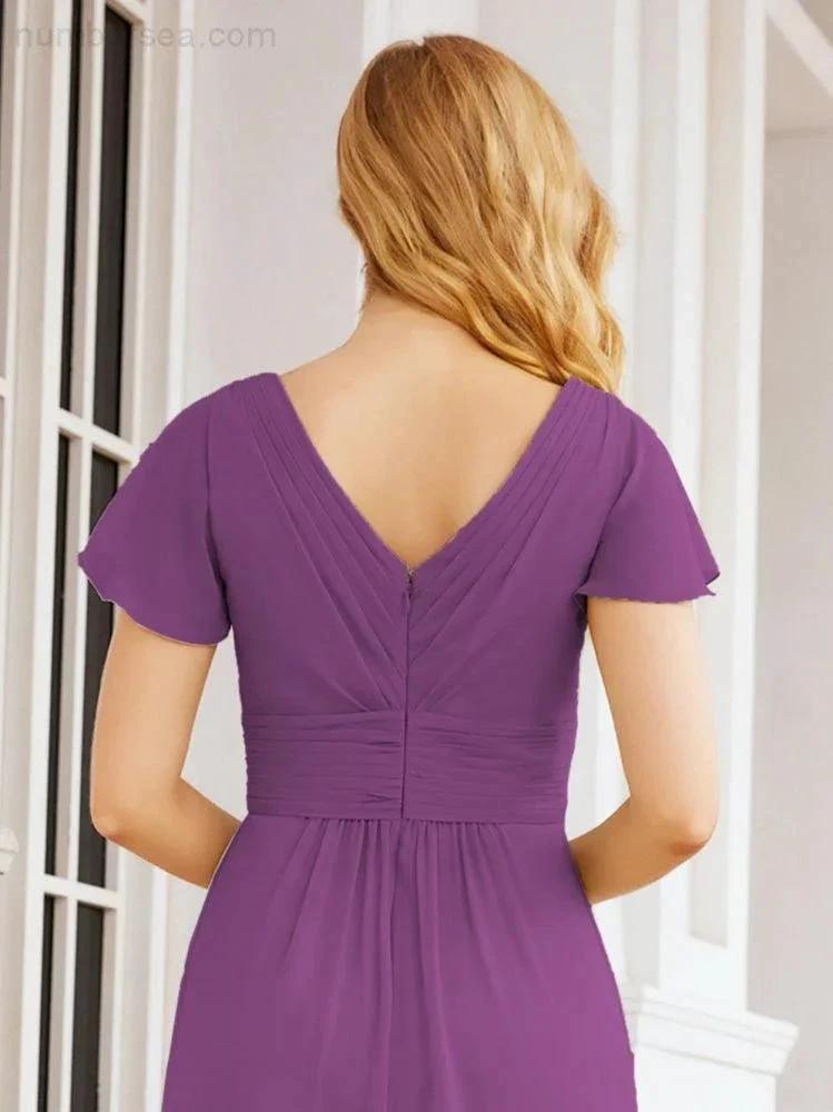 Numbersea Formal Prom Gowns for Mother of The Bride Cap Sleeves Bridesmaid Dress 28047 by numbersea
