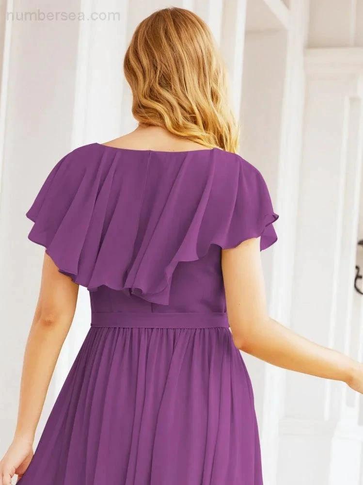 Bridesmaid Dresses with Flutter Sleeves Formal Evening Party Prom Gowns 28044 by numbersea