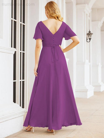 Numbersea Formal Prom Gowns for Mother of The Bride Short Sleeves Bridesmaid Dress 28049