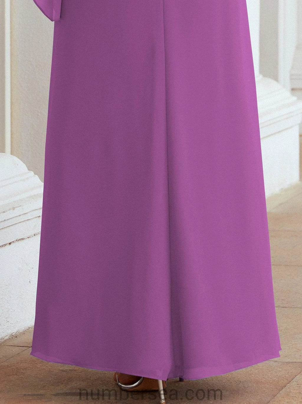 Sunnderly Formal Party Gown Dress Long Mother of The Bride Dresses with Ruffle Cape SY28026 by numbersea