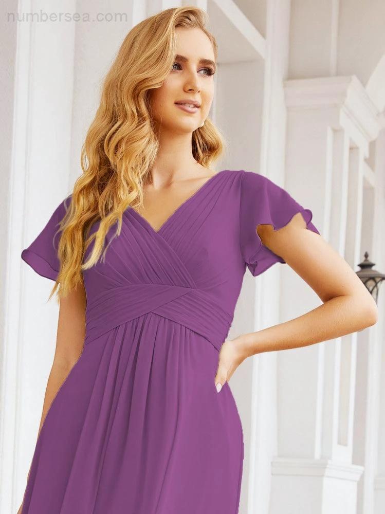 Numbersea Formal Prom Gowns for Mother of The Bride Cap Sleeves Bridesmaid Dress 28047 by numbersea
