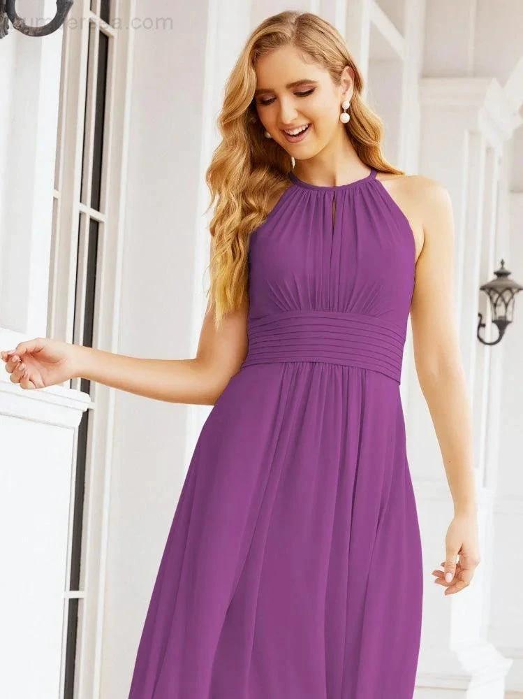 Numbersea Keyhole Bridesmaid Dresses Sleeveless Formal Evening Party Prom Gowns 28043 by numbersea
