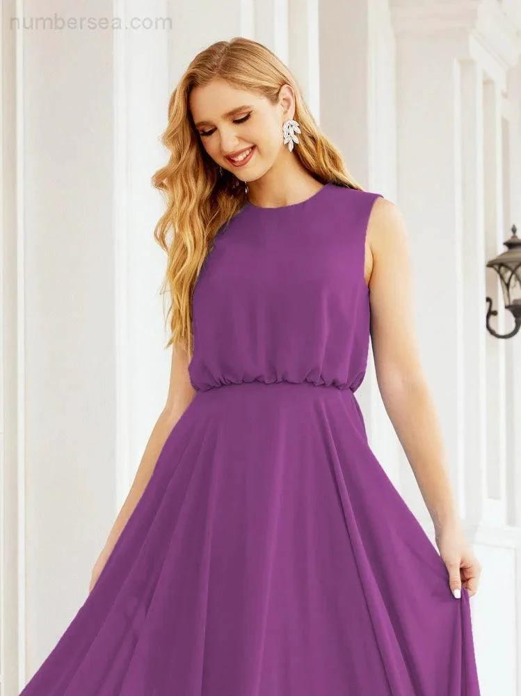 Numbersea Sleeveless Long Bridesmaid Dress A line Formal Evening Prom Gown 28025