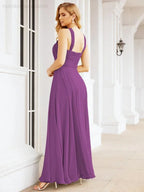 Numbersea Abiti da damigella incrociati con collo all'americana per festa, matrimonio, sera, ballo di fine anno, abiti lunghi da ballo 28053