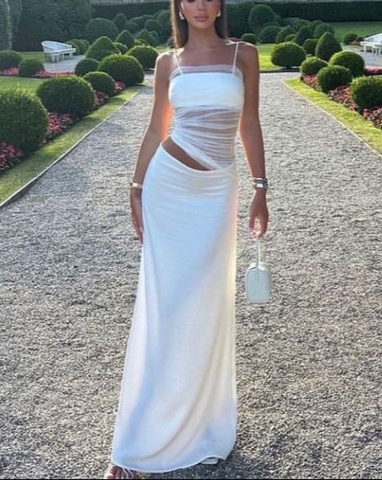 Sexy White Tight Evening Dress Aesthetic Outfit Dress Y4664