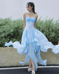 Elegant Blue Strapless Irregular Chiffon Party Prom Dress Sweetheart Evening Gown Y8223 by simplepromdress