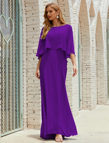 Sunnderly  Bridesmaid Dress Women Long Sleeve V-Neck Chiffon Formal Wedding Party Dress SY28018