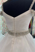 Hot Pink Beaded Cold-Shoulder A-Line Prom Dress by KissProm