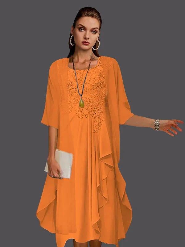 Two Piece A-Line Chiffon Lace Sleeveless Jacket Dresses with Pleats Appliques by Dreamylily