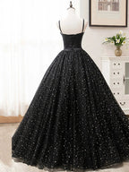 V Neck Glitter Black Long Prom Dress by KissProm