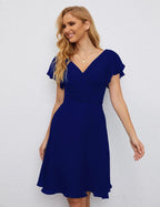 Numbersea U Back Homecoming Dress Formal Prom Dress Knee Length Short Sleeves Cocktail Party Dress 28077 by numbersea