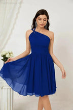 Numbersea Women Chiffon Short One Shoulder Bridesmaid Dress Formal Dresses for Party Homecoming 2804 by numbersea