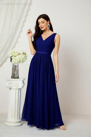 Women's Chiffon Long Bridesmaid Dresses A line Sleeveless Formal Prom Gown for Evening Party Homecoming Dresses 2808