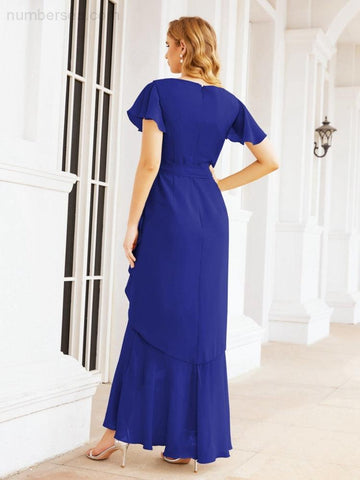 Numbersea Ruffled Bridesmaid Dresses Mermaid Formal Violin Evening Party Prom Gowns 28042