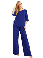 Sunnderly Elegant 2 Piece Mother of The Bride Dress Plus Size Pant Suits Ruffle Layers Sliver Housecoat SY28064 by numbersea