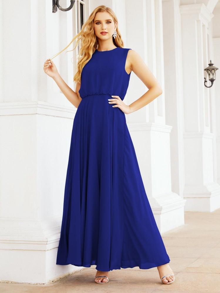 Numbersea Sleeveless Long Bridesmaid Dress A line Formal Evening Prom Gown 28025