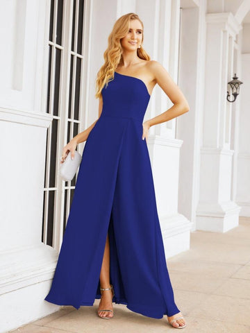 Numbersea Women's One Shoulder Formal Prom Gowns for Mother of The Bride Side Slit Bridesmaid Dresses 28052