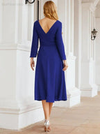 Bridesmaid Dress V-Back Waist Belt Mother of the Bride Wedding Guest SY28031 by numbersea