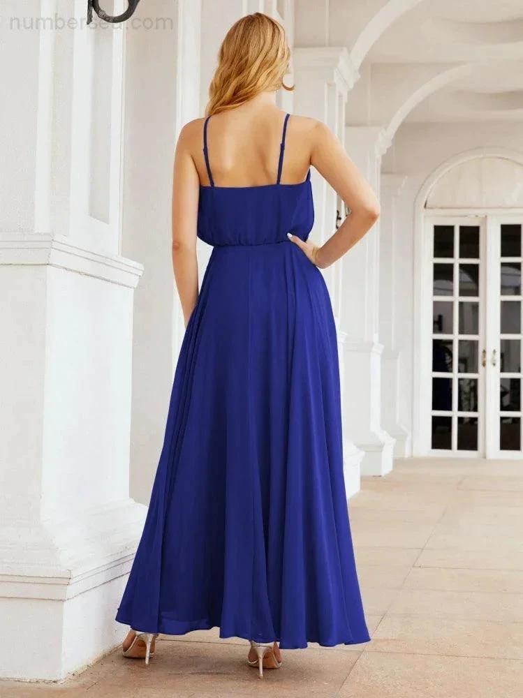 Numbersea Halter Long Bridesmaid Dresses Formal A line Juniors Dress 28029 by numbersea