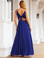 Numbersea Spaghetti Strap Bridesmaid Dresses V Neck Butterfly Back Fromal Evening Party Prom Gown 28036 by numbersea