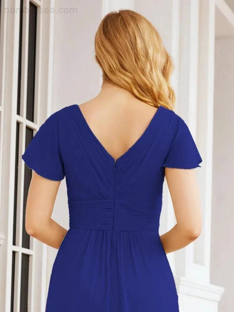 Numbersea Formal Prom Gowns for Mother of The Bride Cap Sleeves Bridesmaid Dress 28047 by numbersea
