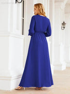 Sunnderly Women's Chiffon Bridesmaid Dress A line Long Sleeves Formal Evening Prom Gown for Wedding Guest SY28032 by numbersea