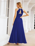 Vestidos de Damas de Honra Numbersea com Alças Duplas de Espaguete para Mulher Vestido Longo Formal para Festa com Fenda Lateral 28051