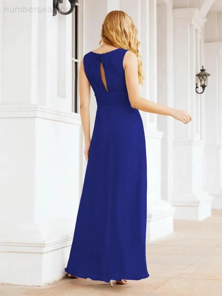Formal Prom Gown Elegant V-Neck Sleeveless Bridesmaid Dresses for Wedding Party 28037 by numbersea